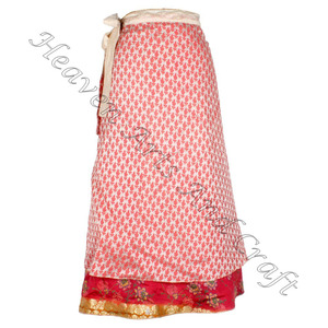 * Chaude * Vintage indien deux couches Boho Hippie longue longueur magique jupe portefeuille en soie femmes portent Vintage soie Sari longue longueur Wrap magique - Product Image 6