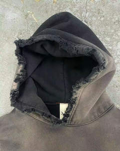 Sweat à capuche d'hiver personnalisé unisexe 100% coton épais et oversize Vintage lavé à l'acide éponge française écologique respirant délavé au soleil - Product Image 2