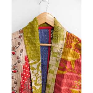 Veste courte en coton matelassée florale vintage pour femme, vêtement de fête, manches longues, manteau tissé - Product Image 4