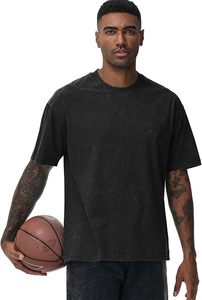 Ropa de calle de gran tamaño, camiseta de lavado ácido, Camiseta de algodón con lavado ácido Premium de ajuste relajado urbano - Product Image 3