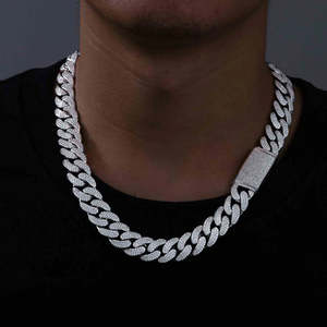 Categoría de Producto: Collares de Cadena Cubana con Diamantes Moissanite para Hombre, Plata 925, Estilo Hip Hop, para Regalo - Product Image 1
