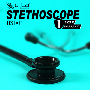 Stéthoscope étudiant OTICA noir en aluminium, diaphragme simple face et cadre chromé pour étudiants en médecine, infirmières - Product Image 2