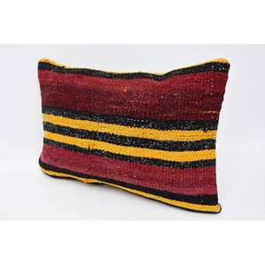 Multicolor Vintage & <b>Fluffy</b> Patterned Kilim Wool Pillow 16x24 Inch Luxury Accent Decorative Pillow for <b>Bedding</b> - Product Image 4