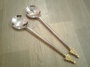 Ensemble de couverts pour salade en acier inoxydable minimaliste avec placage or PVD spécial pour la vaisselle, la décoration de la maison, les ustensiles - Product Image 4