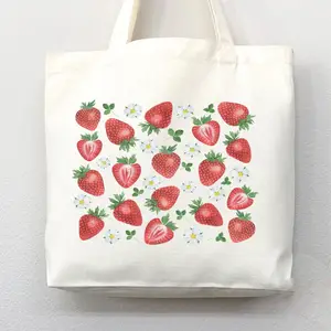 草莓手提袋草莓情人春季手提袋环保袋可重复使用杂货手提袋可爱手提袋