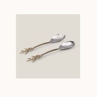 Ensemble d'ustensiles plaqués or antique avec poignée plate Outils de cuisson Deux types et formes de louches et de spatules différents