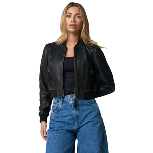 Veste de motard pour femme en cuir véritable imperméable et coupe-vent, fermeture éclair asymétrique, col rabattu, logo personnalisé OEM - Product Image 4