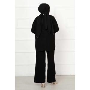 Shepherd Veste Croisée Hijab Tricot 2 Pièces Ensemble Noir - Product Image 3
