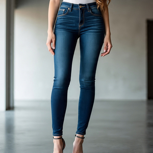 Pantalones vaqueros de cintura alta con botones al por mayor, pantalones acampanados, ropa de calle vaquera, pantalones vaqueros con bolsillos laterales hasta lavado a la piedra, pantalones vaqueros para mujer - Product Image 2