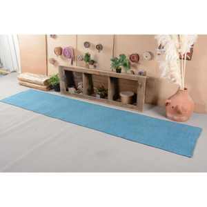 Alfombra turca Vintage moderna, diseño de retales azules de 2,6x11,8 pies, Material de lana, respaldo de látex, pasillo rectangular de felpa para vivir - Product Image 4