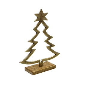 Classic Decorative Luxury Handmade X-Mas <b>Tree</b> With Aluminum/Wood Rough Brass Finished for Home Decoration - Product Image 1