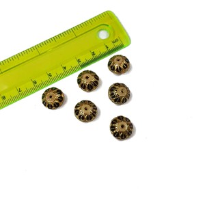13mm Meena Ball Beads Gold & Black | Cuentas espaciadoras decorativas de esmalte Meenakari hechas a mano | Cuentas redondas chapadas en oro para joyería - Product Image 1