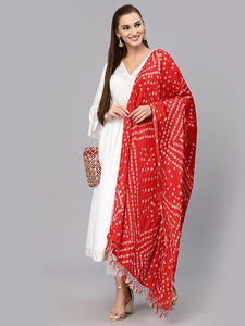 Trendmalls ผ้าไหม Chinon dupatta (D02-Red)-แห้งเร็วสไตล์ปาร์ตี้งานแต่งงานเสื้อผ้าปากีสถานใส่ปกติพอดีทั้งหมด - Product Image 3
