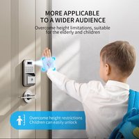 Serrure connectée Tuya avec reconnaissance de la veine palmaire, entrée sans clé, déverrouillage par mot de passe et clé, alimentation d'urgence Type-C pour portes en bois