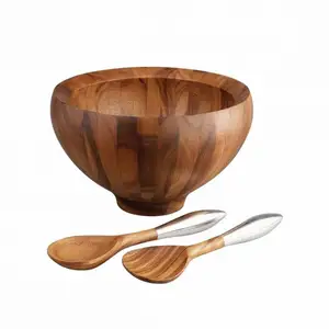 Cuencos de masa de madera, utensilios de cocina al por mayor, cuencos de servicio de madera maciza personalizados de alta calidad para cocina, cuenco redondo de madera de gran tamaño