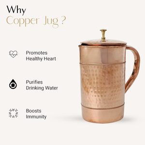 Carafe à boisson ronde moderne de luxe en cuivre 1,0 L personnalisée pour la maison, l'hôtel, le restaurant, les fêtes, en provenance d'Inde - Product Image 2