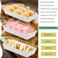 Boîte de présentation de desserts en carton blanc écologique de qualité alimentaire, emballage durable pour pâtisseries, biscuits, gâteaux, étiquette personnalisée, couleur personnalisée
