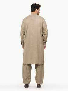 Élégant hommes Shalwar Kameez nouveau Design couleur unie sur robe costume manches longues pour les mariages et célébrations prêt-à-porter - Product Image 6