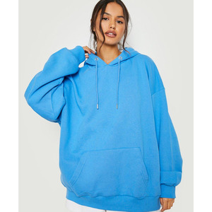 Sudadera con capucha bordada de gran tamaño Beige para mujer, Jersey sólido ligero, cuello redondo, sudadera gruesa y cálida para Invierno para mujer - Product Image 1