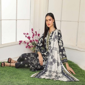 Super Grossiste Bin Hameed Pakistan Inde – Salwar Kameez en Lin Brodé pour Femme, Design Ethnique Moderne, Usage Quotidien - Product Image 4