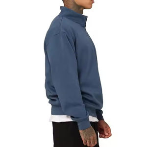 Sweat à capuche zippé personnalisé 550 g/m² épais pour l'hiver avec broderie, fermeture éclair 1/4, coupe oversize pour homme, en polaire - Product Image 4