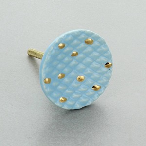 ลูกบิดเซรามิกสีฟ้าพร้อมลายจุดสีทองดีไซน์เนอร์เหมาะสำหรับตู้ครัวเฟอร์นิเจอร์ห้องนอนและตู้จากอินเดีย - Product Image 4