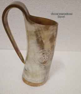 Tasse à boire en céramique de corne de buffle sculptée à la main de grande capacité corne naturelle pour les bars et les pubs à la maison - Product Image 1