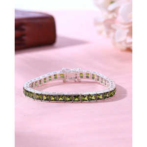 Channel Set <b>Peridot</b> Zirconia Tennis <b>Bracelet</b> - Product Image 4