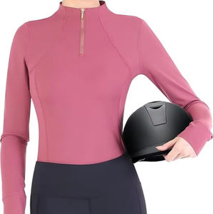 Women <b>Horse</b> Riding Shirt Long Sleeve Equestrian Shirts with 14 Zip Equestrian Sports Shirt - Product Image 1