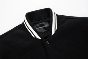 Best Product <b>Mix</b> Winter Windproof Fleece <b>Fabric</b> Thick Leather Material Woman Men Wool Varsity Jacket Leather Sleeves Customized - Product Image 4