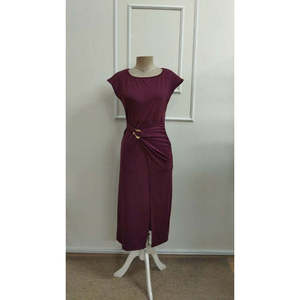 Mini-robe en modal à manches courtes et col géométrique pour femme, 35871 - Violet - Product Image 4