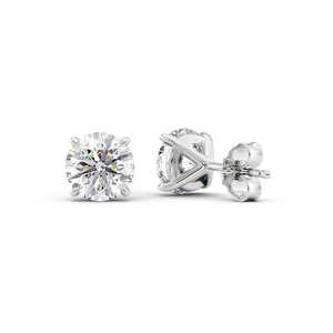 Catégories de produits Élégantes petites boucles d'oreilles avec coupe ronde Moissanite Solitaire - Product Image 4