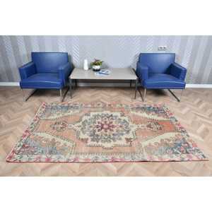 Tapis vintage, tapis turc 4,2x7 pieds, tapis persan en laine bleue - Product Image 2