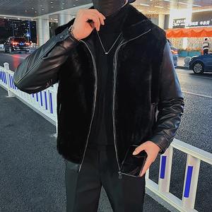 แจ็กเก็ตหนังแกะแท้สำหรับผู้ชายเสื้อแจ็กเก็ตหนังแกะแท้สำหรับฤดูหนาวเสื้อแจ็กเก็ตเทรนด์ออนไลน์ย้อมสีล้วนสำหรับผู้ชาย - Product Image 6