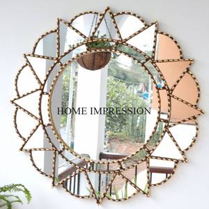 Most Demanded High Standard Quality Metal High Grade Gold Plated Wall Decorative Mirror <b>Supply</b> From India In Impressive Price - Product Image 2