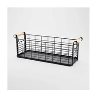 Panier de rangement multifonctionnel en métal noir de forme carrée, grand espace, écologique, pour boissons et fruits, vente en gros