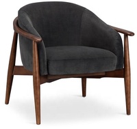 Fauteuil en bois rembourré en tissu brun foncé, chaise de salle à manger en bois massif pour restaurant, hôtel, café, mobilier commercial