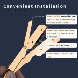 Super Gold Metal Straight <b>Razor</b> Manual Shaver Double Top Edge Blade <b>Razor</b> Shaving <b>Razor</b> for Men Salon Use - Product Image 5