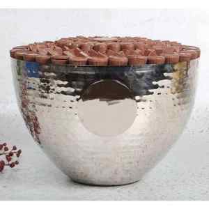 Elegante Tazón para Servir Alimentos, Chocolate, etc., Plateado, Metálico, Ecológico, Duradero, Apto para Lavavajillas, Moderno, Islámico, para Fiestas, Bodas - Product Image 2