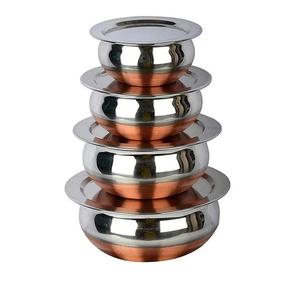 ชามทองแดงสแตนเลส5ชิ้นพร้อมฝาเหล็กชามทองแดงขนาดต่างๆชิ้นโบราณดีไซน์ใหม่ขายดี - Product Image 1