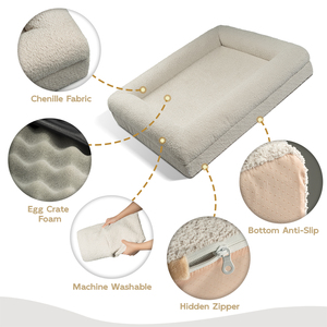 Cubierta extraíble duradera de lujo grande lavable ortopédico Boucle tela impermeable espuma viscoelástica cama para perros camas para mascotas