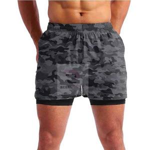 กางเกงขาสั้นรัดรูปสองชั้นสำหรับทุกเพศดีไซน์ออกกำลังกายแบบลำลองระบายอากาศได้พร้อมการตกแต่งด้วยลูกไม้และการปิดเอวยางยืด - Product Image 2