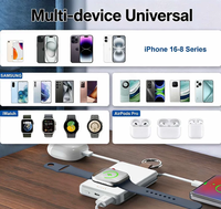 Chargeur sans fil multifonction portable pour montre, batterie externe porte-clés 5000 mAh, mini câble Type-C technologie GaN