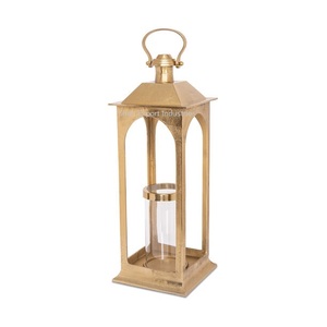 Nuevo farol decorativo de vela de Metal y vidrio, farol colgante de Color dorado antiguo, farol de suelo para decoración interior y exterior - Product Image 4