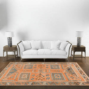 Tapis imprimé au design aztèque - Motif géométrique marocain coloré, avec poils doux - Product Image 5