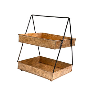 Organisateur de caddie de pique-nique galvanisé Offre Spéciale pour comptoir de cuisine rangement extérieur vaisselle à manger caddie de rangement à 2 niveaux - Product Image 2