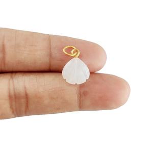 925 Sterling Silver 12mm Pendentif Blanc Moonstone Gemstone Sea Shell Sculpté Or Vermeil Guérison Cristal Pierre Charme pour Enfants - Product Image 2