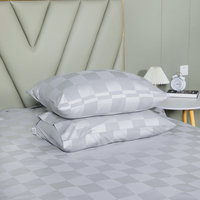 Ensembles de literie en bambou jacquard à carreaux 300TC Ensembles de draps en bambou de luxe de haute qualité Queen Size 4 Pc Feuilles de bambou