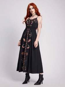 Diseños de bordado ucraniano Vestidos largos de lino 100% Algodón Mangas largas y corbata Cintura Borlas Cintura natural - Product Image 6