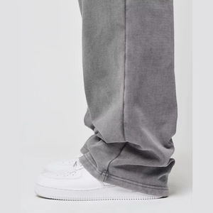 Pantalones de chándal casuales para hombre, de algodón tejido con lavado ácido, de corte holgado medio, con logotipo, de forro polar, ecológicos, ligeros, elásticos y de pierna ancha - Product Image 5